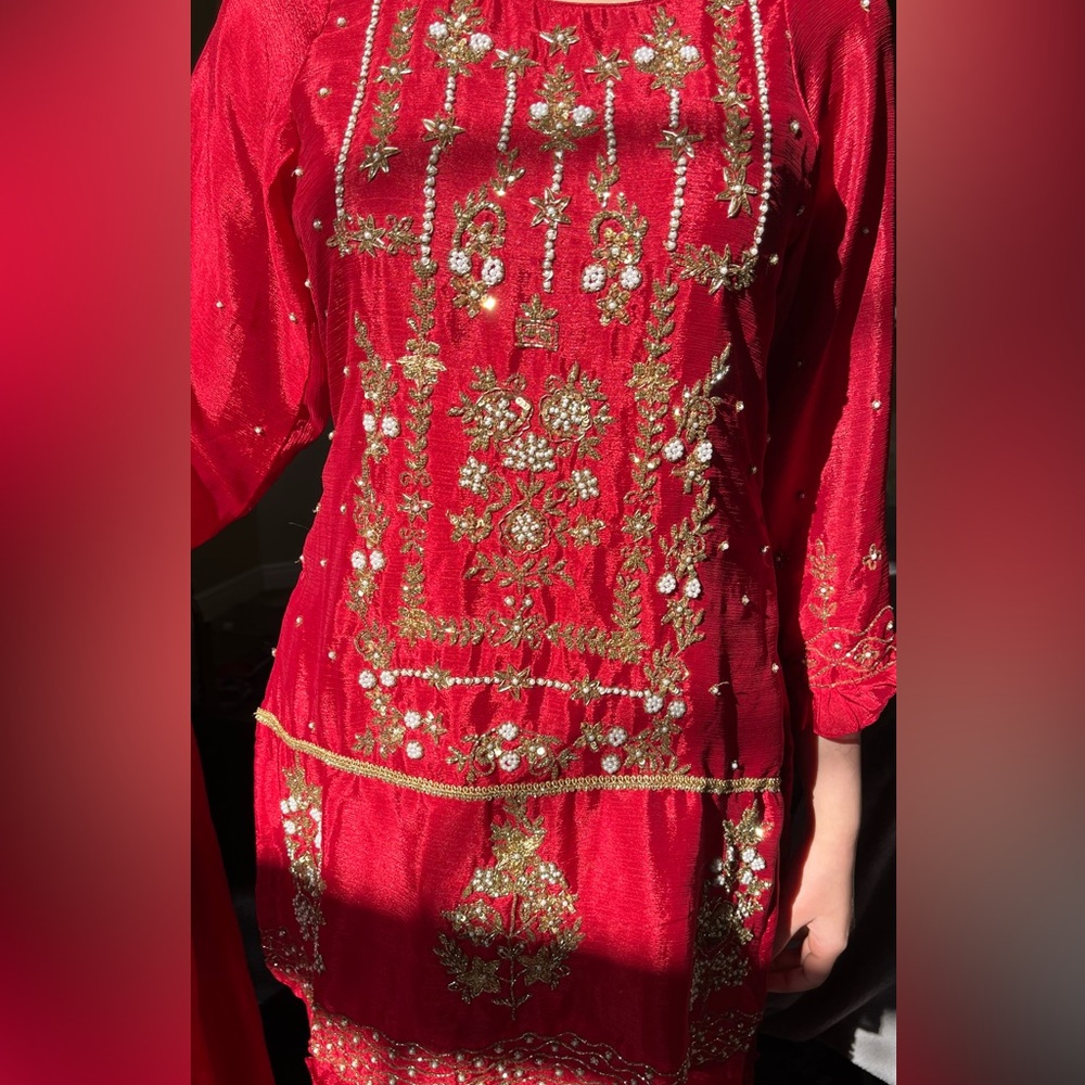 Elegant Red Bridal Gharara Indian dress